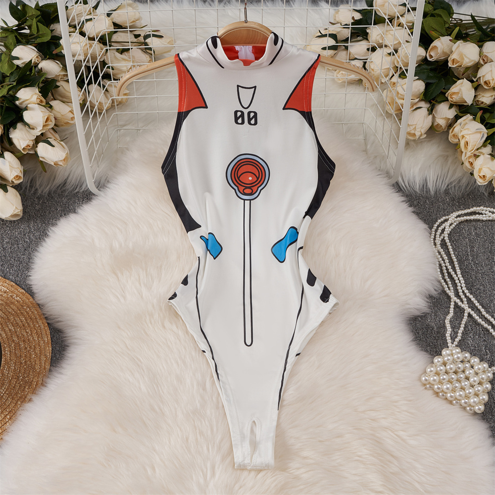 Summer Clothing Model - White Cute Sweet Cartoon Printed Jumpsuit