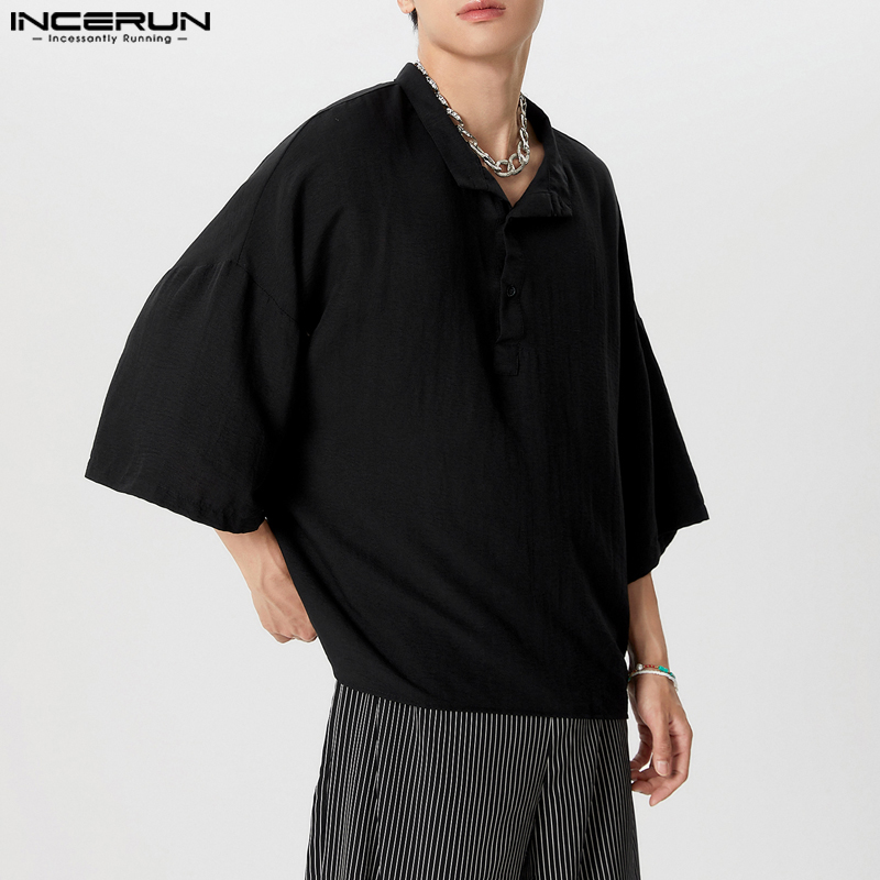 Summer Clothing Colors 2026 - INCERUN Men Shirt Solid Color Stand