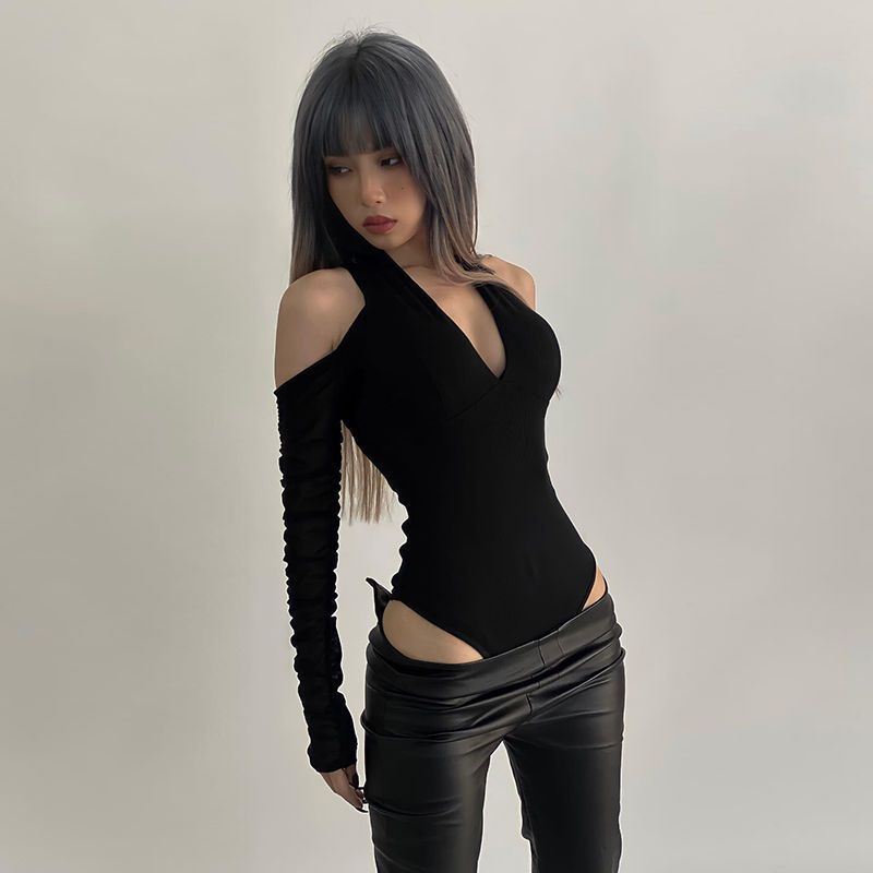 Summer Clothing Model - Women's Sexy Hollow Bodysuit Long Sleeved