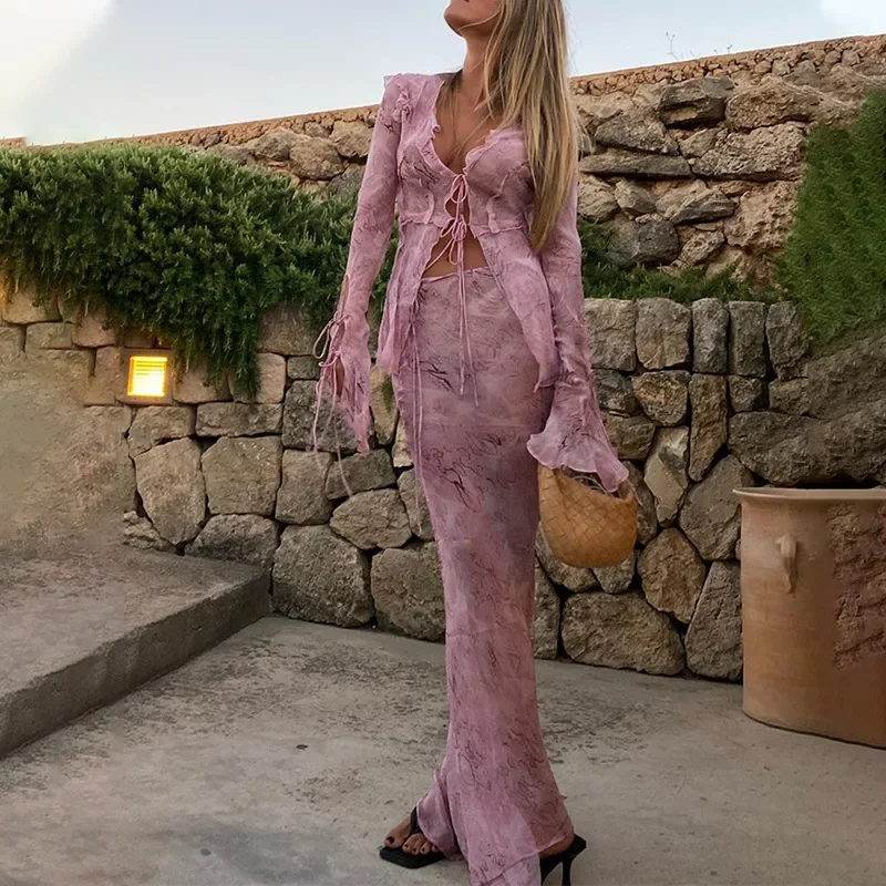 Tie Front Shirt - Y2K Fairy Grunge Beach Outfits Graphic