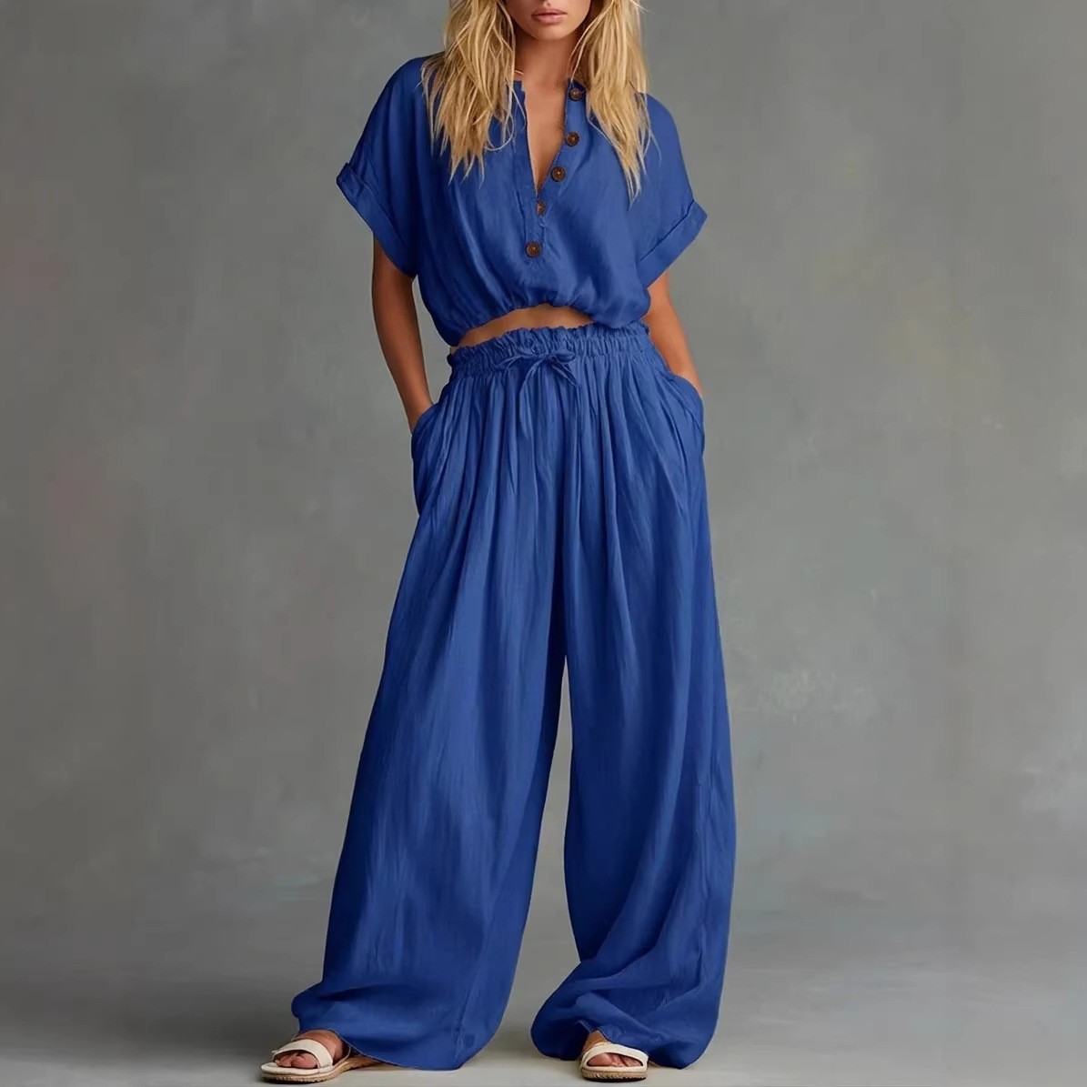 2 Pieces Set For Woman Blouse  - огляд і ціна Crop Blouse Linen