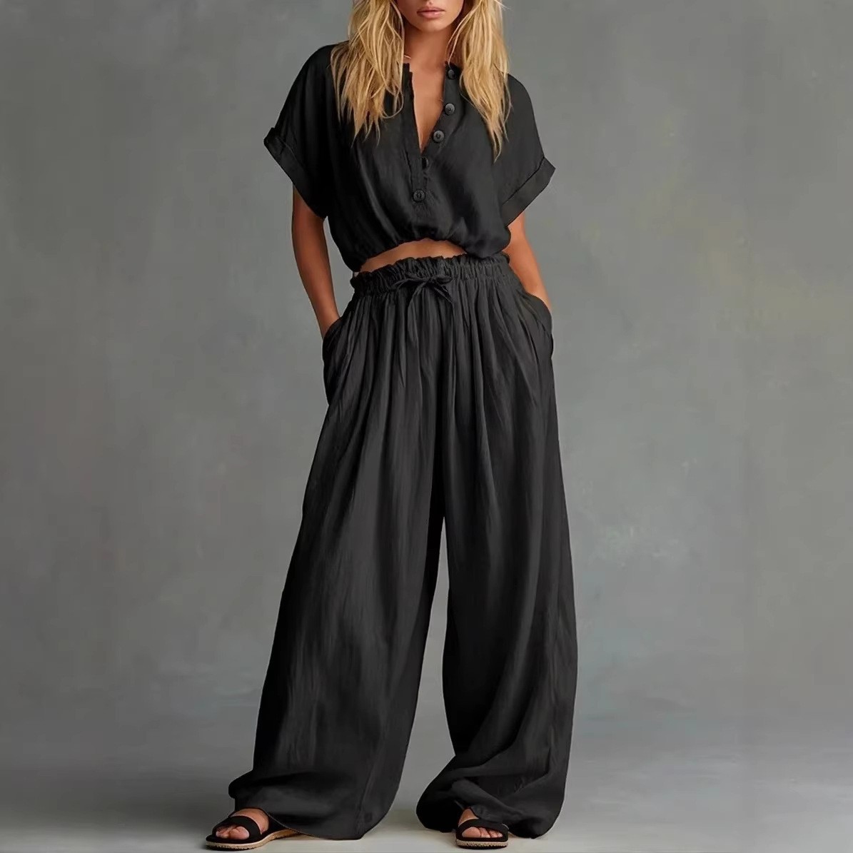 2 Pieces Set For Woman Blouse  - огляд і ціна Crop Blouse Linen