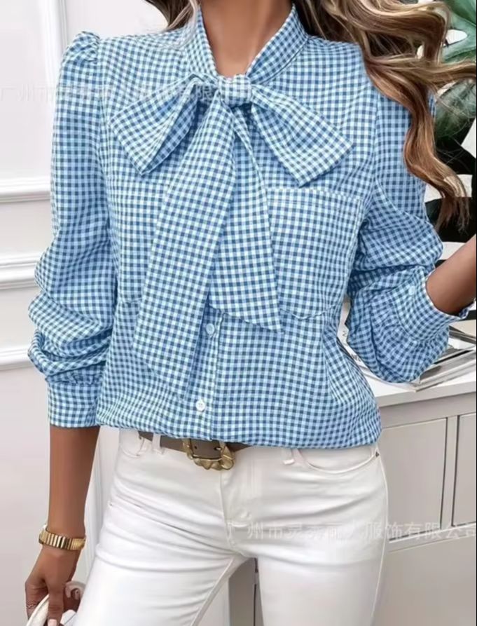 Women's Spring Casual Checkere - огляд і ціна Tie Front Shirt