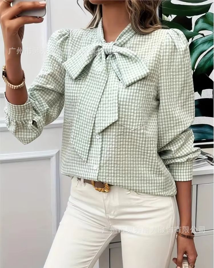 Women's Spring Casual Checkere - огляд і ціна Tie Front Shirt