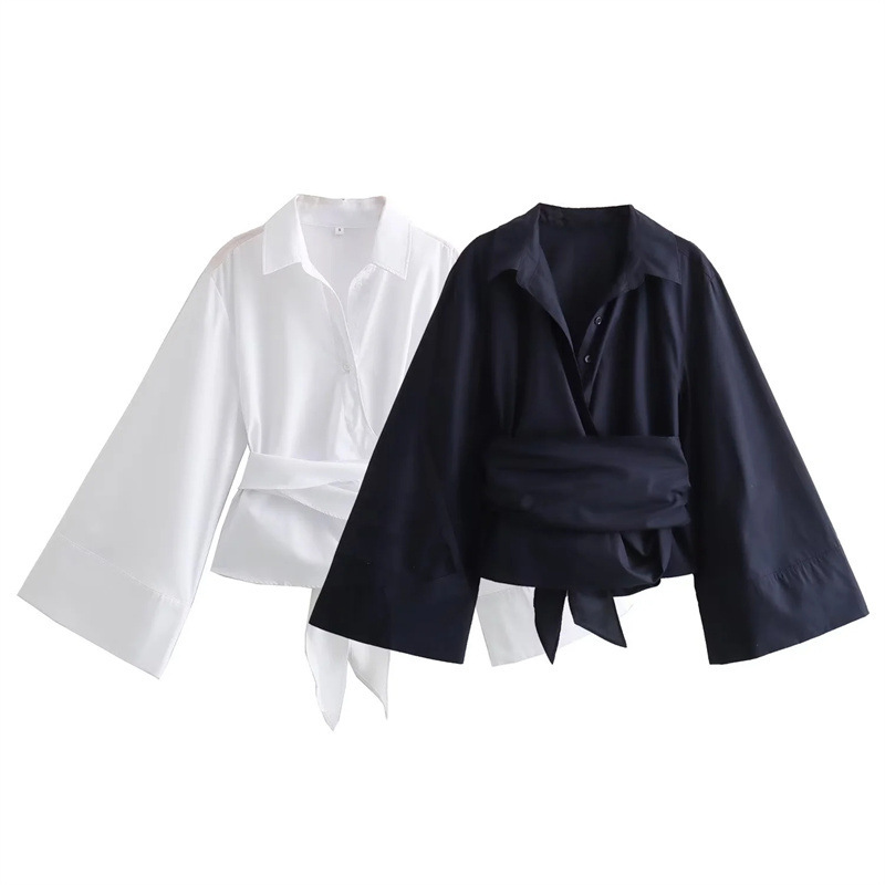 Women's Long Sleeve Kimono Blo - огляд і ціна Tie Front Shirt