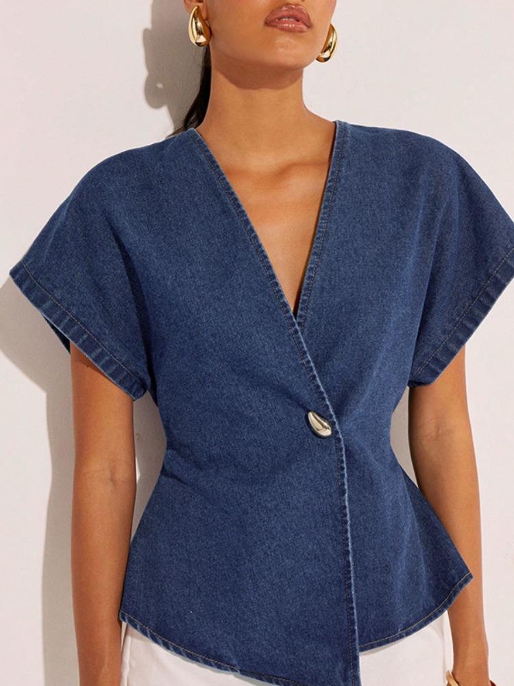 2026Women Dark Blue Denim Blou - огляд і ціна Summer Clothing Wraps