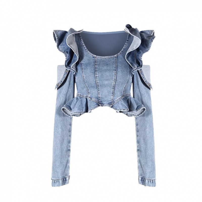 Fashion Ruffled Long Sleeve De - огляд і ціна Crop Blouse Linen