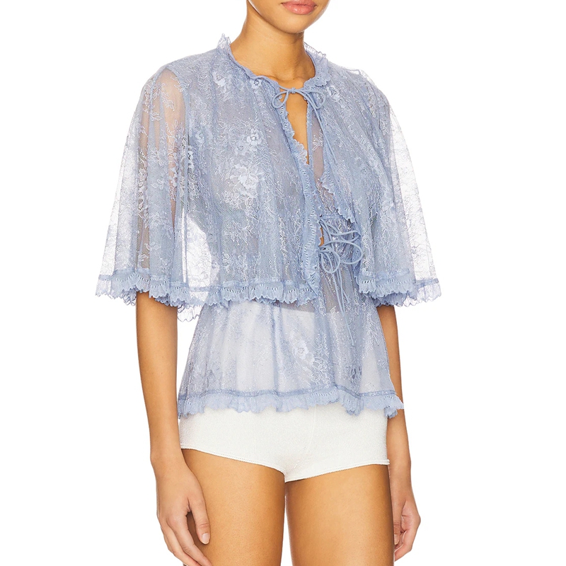 Women's Elegant Sheer Floral L - огляд і ціна Tie Front Shirt