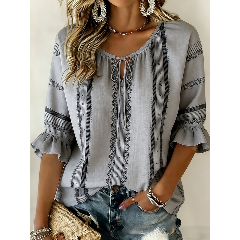 Plus Size Women's Summer Dress - огляд і ціна Tie Front Shirt