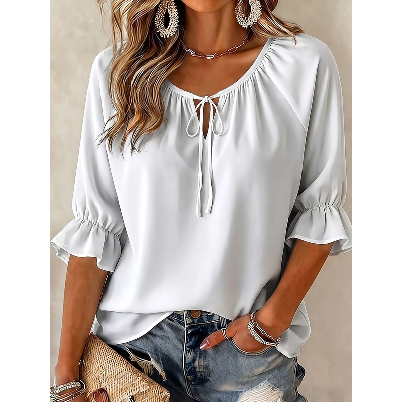 Plus Size Women's Summer Dress - огляд і ціна Tie Front Shirt