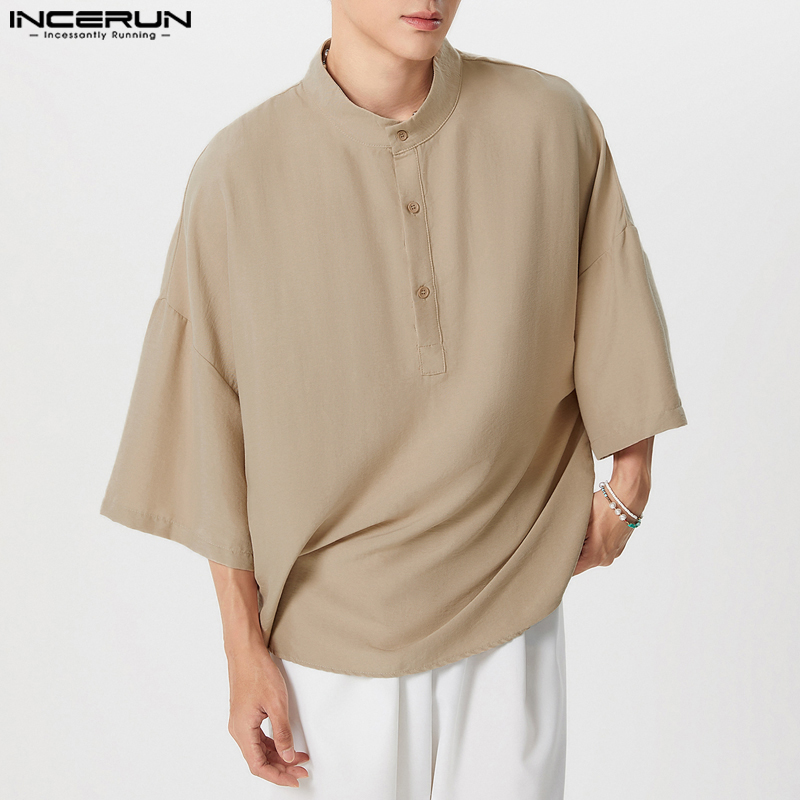 INCERUN Men Shirt Solid Color  - огляд і ціна Summer Clothing Colors 2026