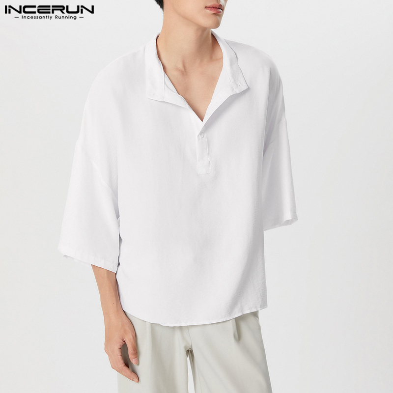 INCERUN Men Shirt Solid Color  - огляд і ціна Summer Clothing Colors 2026