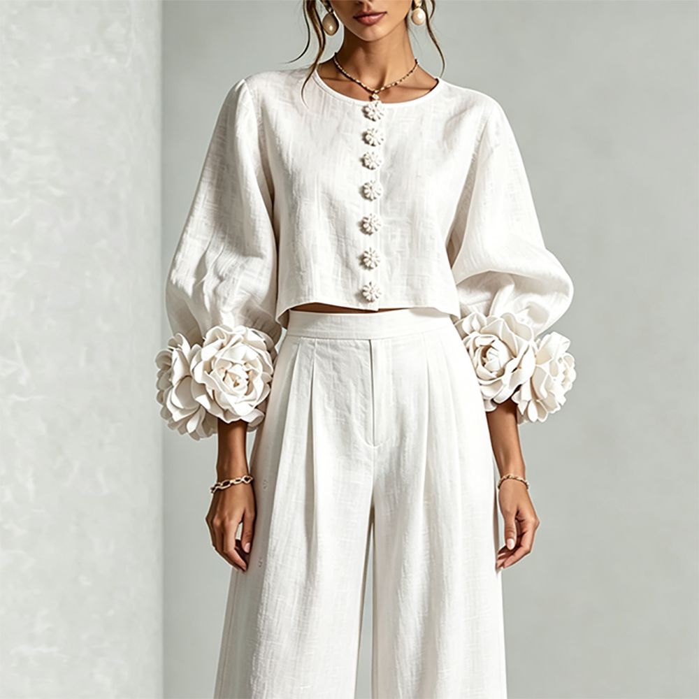 Women Linen Cropped Top Two‑Pi - огляд і ціна Crop Blouse Linen